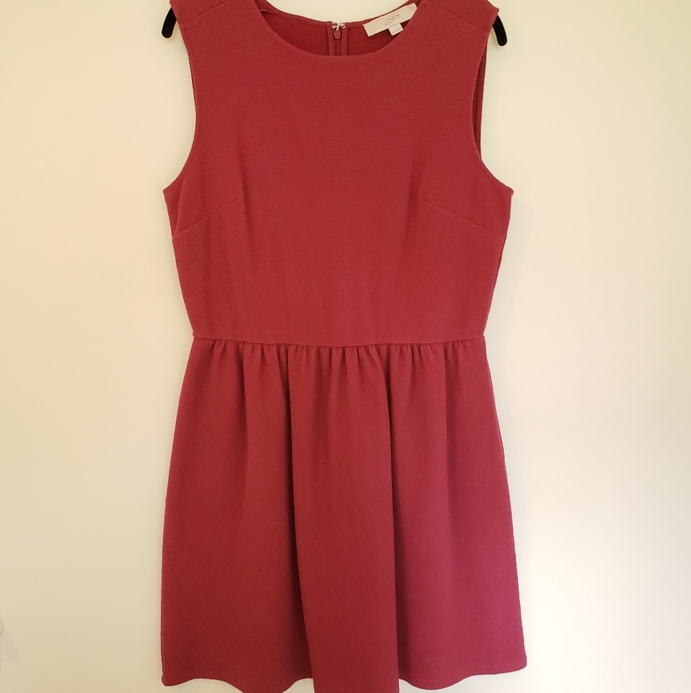 Ann Taylor Loft Berry Ribbed Sleeveless Dress